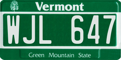 VT license plate WJL647