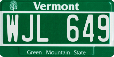 VT license plate WJL649
