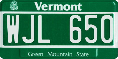 VT license plate WJL650