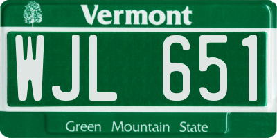 VT license plate WJL651