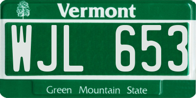 VT license plate WJL653