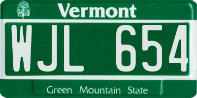 VT license plate WJL654