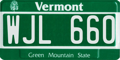 VT license plate WJL660