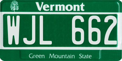VT license plate WJL662