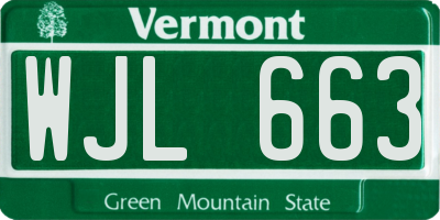 VT license plate WJL663