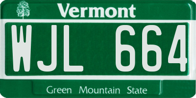 VT license plate WJL664
