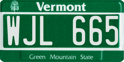 VT license plate WJL665