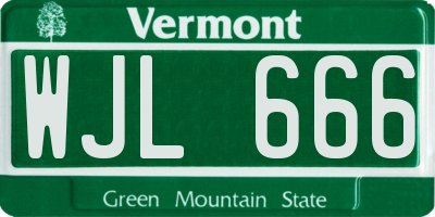 VT license plate WJL666