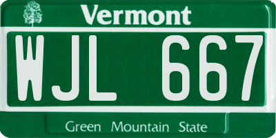VT license plate WJL667