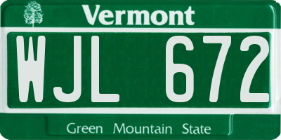 VT license plate WJL672