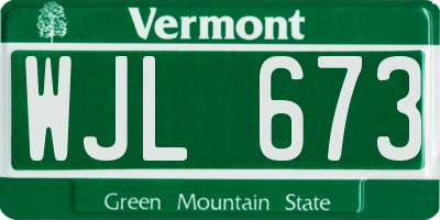 VT license plate WJL673