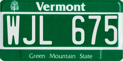 VT license plate WJL675