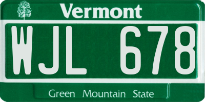 VT license plate WJL678