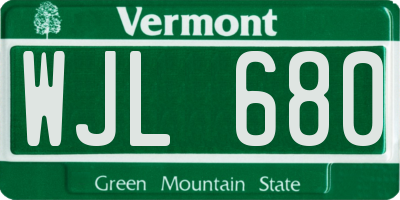 VT license plate WJL680