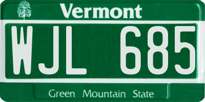 VT license plate WJL685