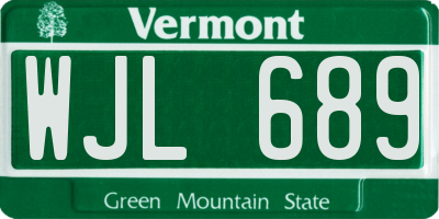 VT license plate WJL689