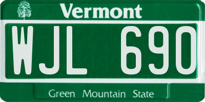VT license plate WJL690