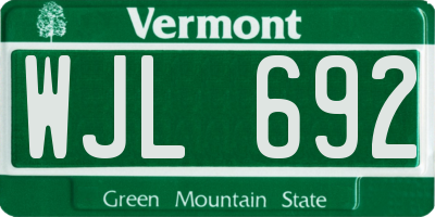 VT license plate WJL692