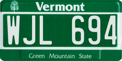 VT license plate WJL694