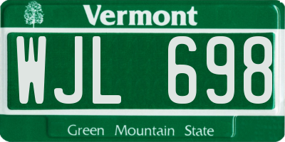 VT license plate WJL698