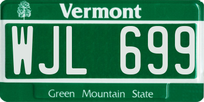 VT license plate WJL699