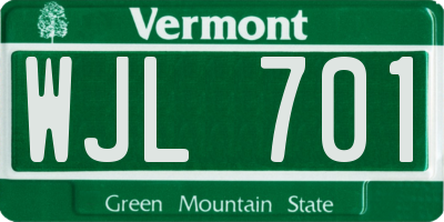 VT license plate WJL701
