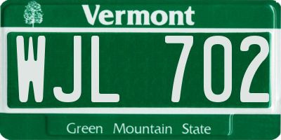 VT license plate WJL702