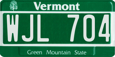 VT license plate WJL704