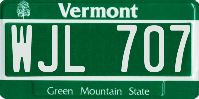 VT license plate WJL707