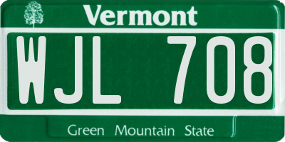 VT license plate WJL708