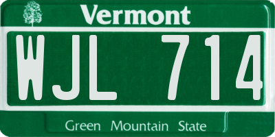 VT license plate WJL714