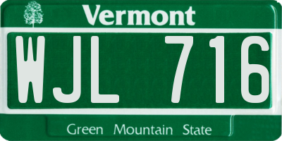 VT license plate WJL716