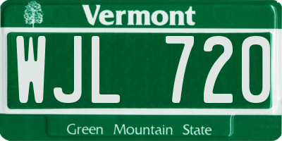 VT license plate WJL720