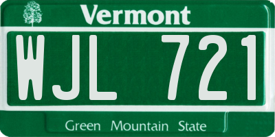 VT license plate WJL721