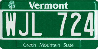 VT license plate WJL724