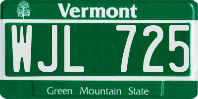 VT license plate WJL725