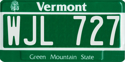 VT license plate WJL727