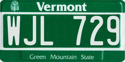 VT license plate WJL729