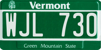 VT license plate WJL730