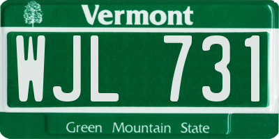 VT license plate WJL731