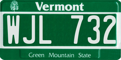 VT license plate WJL732