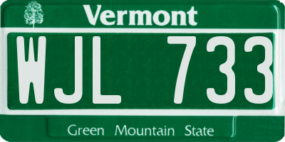 VT license plate WJL733
