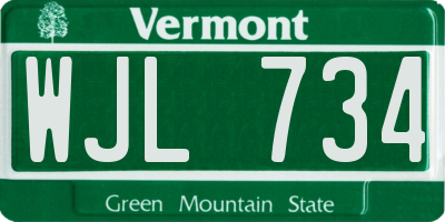 VT license plate WJL734