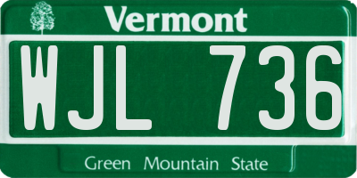 VT license plate WJL736