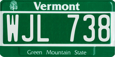 VT license plate WJL738