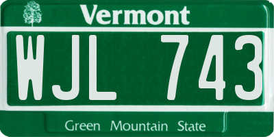 VT license plate WJL743