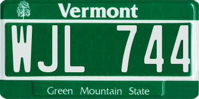 VT license plate WJL744