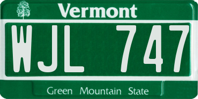 VT license plate WJL747