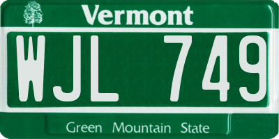 VT license plate WJL749