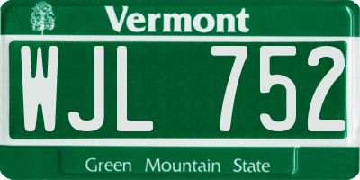 VT license plate WJL752